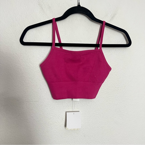 NWT Fabletics Cloud Seamless Ribbed Midi Bralette Fuchsia Pink XS - Picture 3 of 8